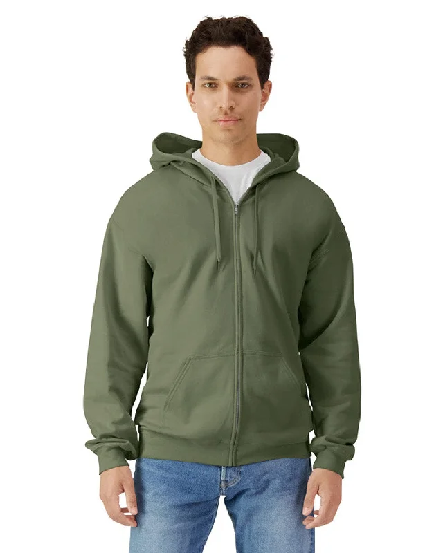 Gildan Softstyle Fleece Full-Zip Hooded Sweatshirt | Military Green