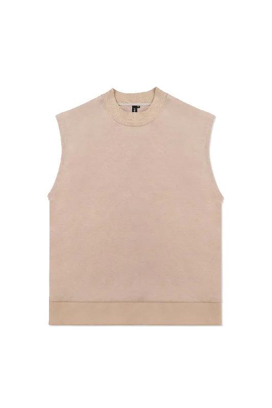 The Best Deal SLEEVELESS FLEECE SWEATSHIRT IN TAN