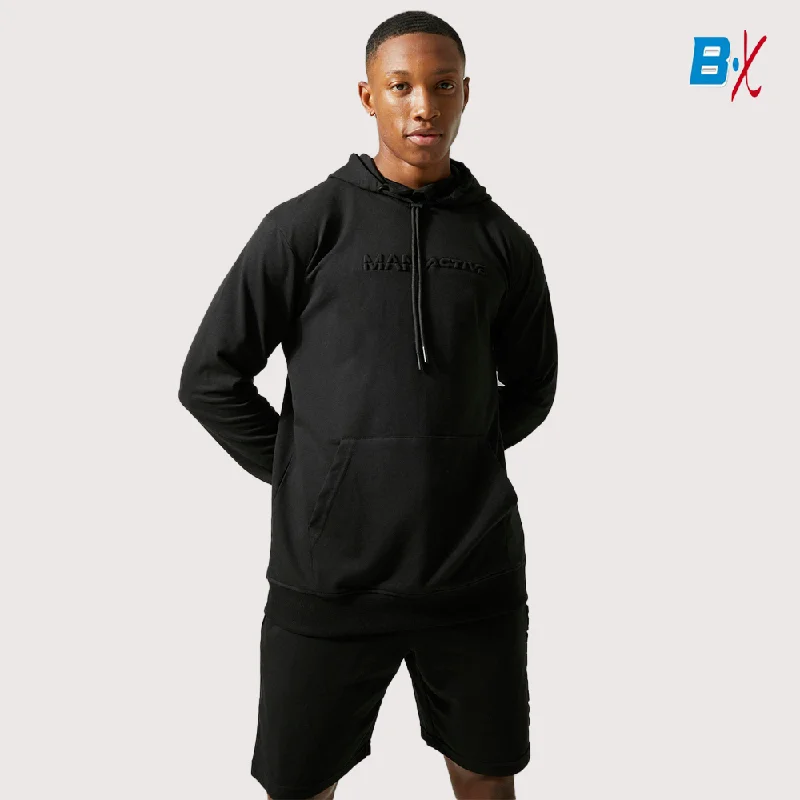 Savings Event BM Embossed Logo Black Hoodie 10068