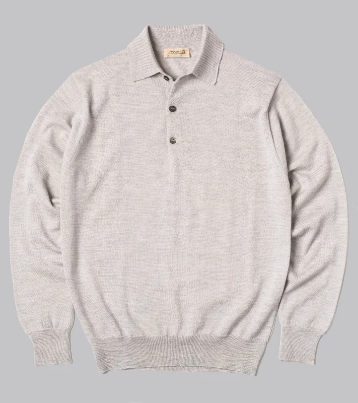 Instant Deal Bryceland's Merino Long-Sleeve Polo Argent