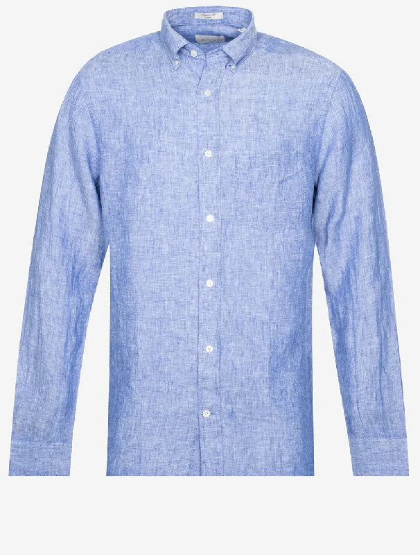 Weekend Specials to Grab Regular Linen Shirt Rich Blue