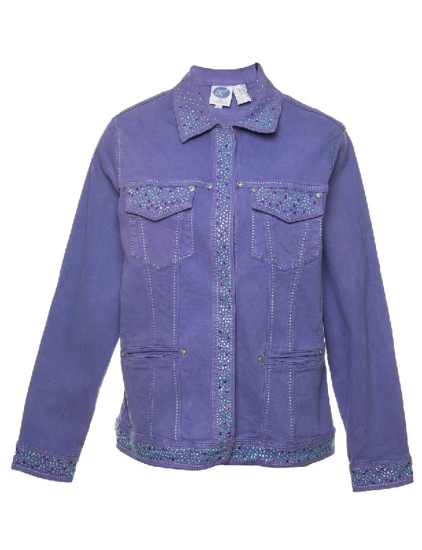 Weekend Discounts Worth Grabbing Purple 1990s Embellished Denim Jacket - M