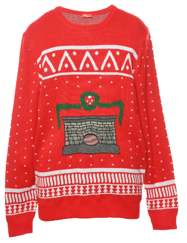 Weekend Bargains Galore Red Christmas Jumper - L