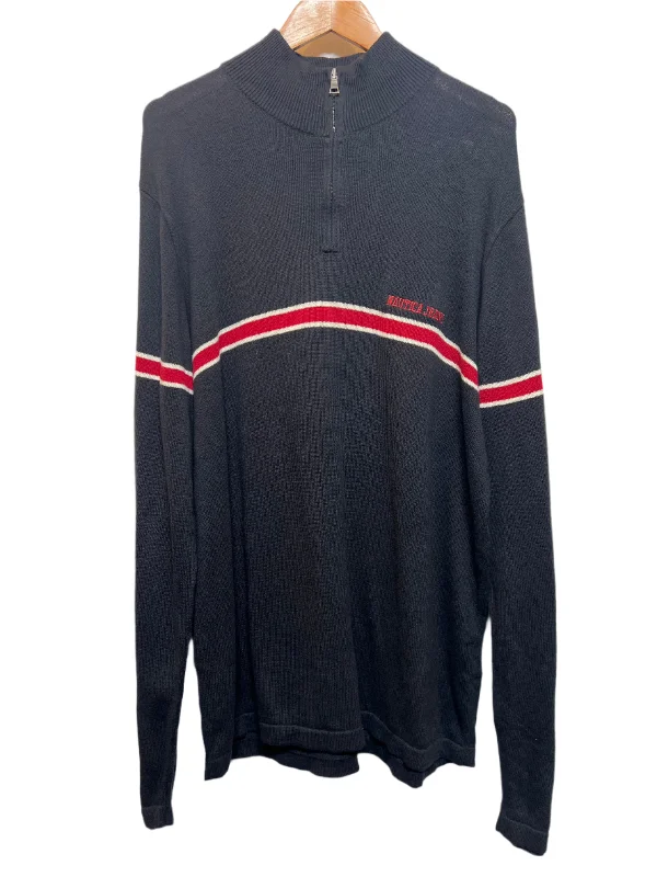 Online Deal Nautica Jeans Striped Navy Quarter Zip (Size XL)