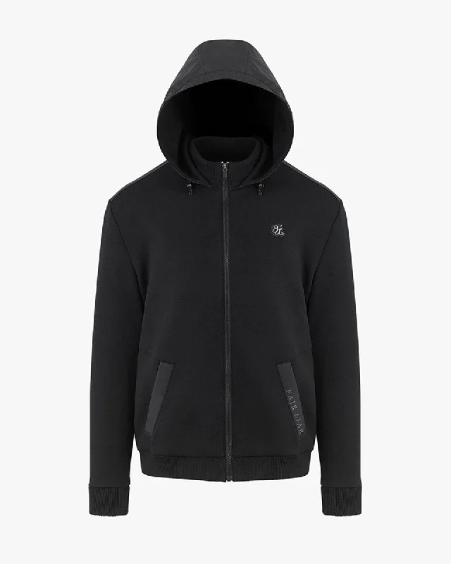 Half Price Men's Woven Patch Hood Zip - Black