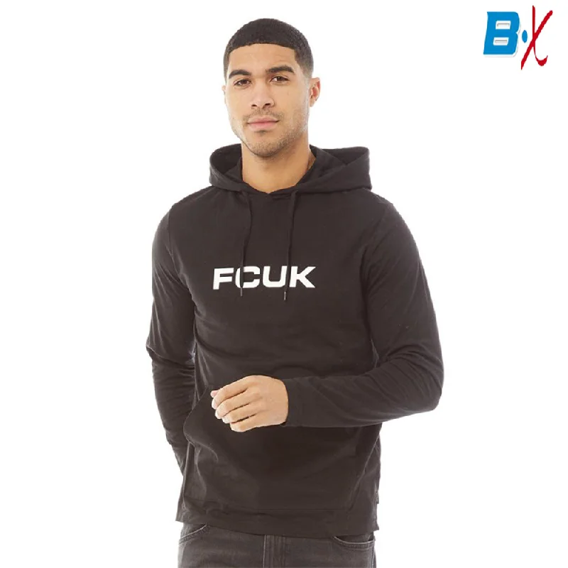 Hot Buy FC Front White Print Black Fleece Hoodie 10045