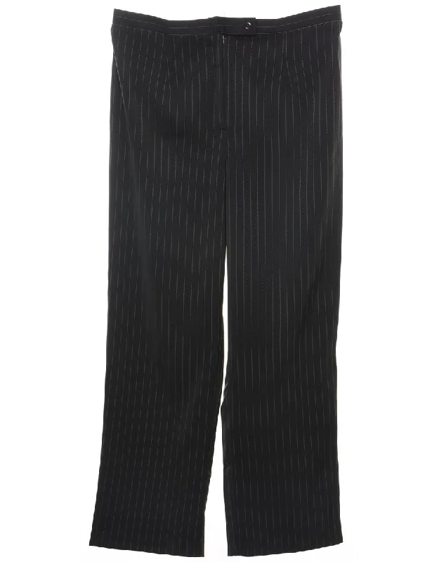 Year-End Clearance Pinstriped Black & White Wide-Leg Trousers - W36 L30