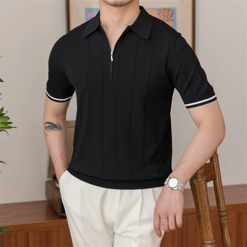 Weekend Savings Fiesta Zipped Pleated Knitted Polo