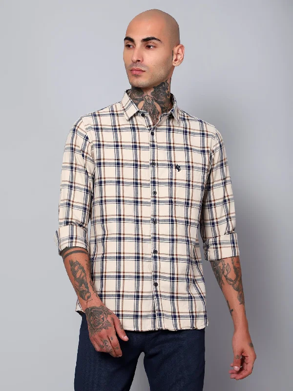 Act Fast Men's Fawn Casual Big Checks Full Sleeve Shirt