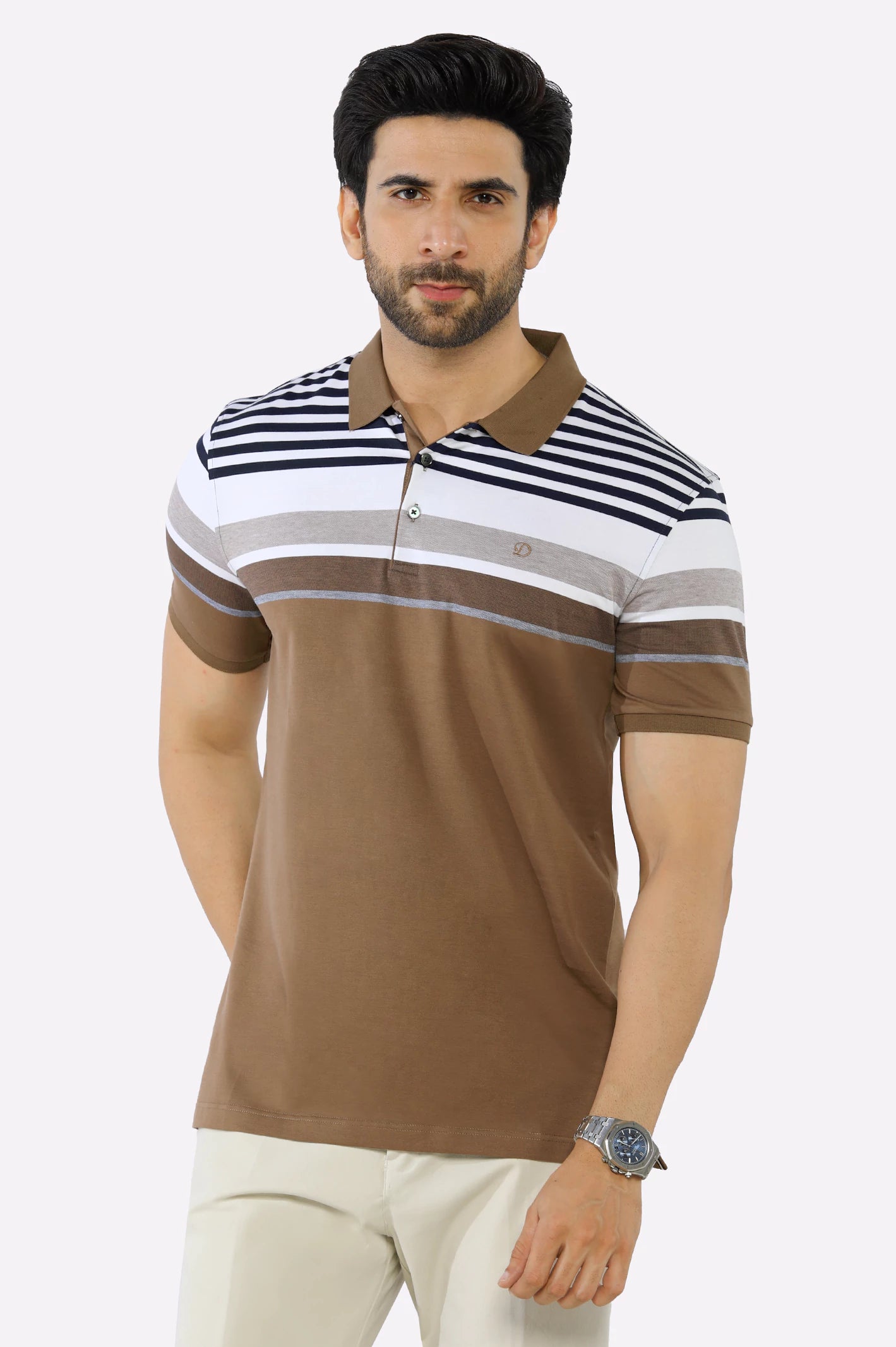 Brown Yarn Dyed Polo