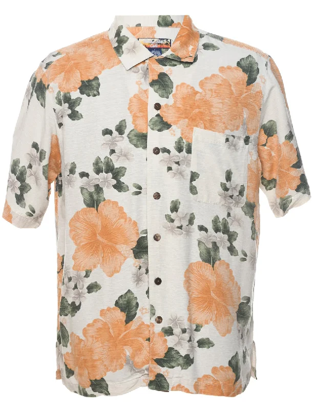 Silk Floral Hawaiian Shirt - L