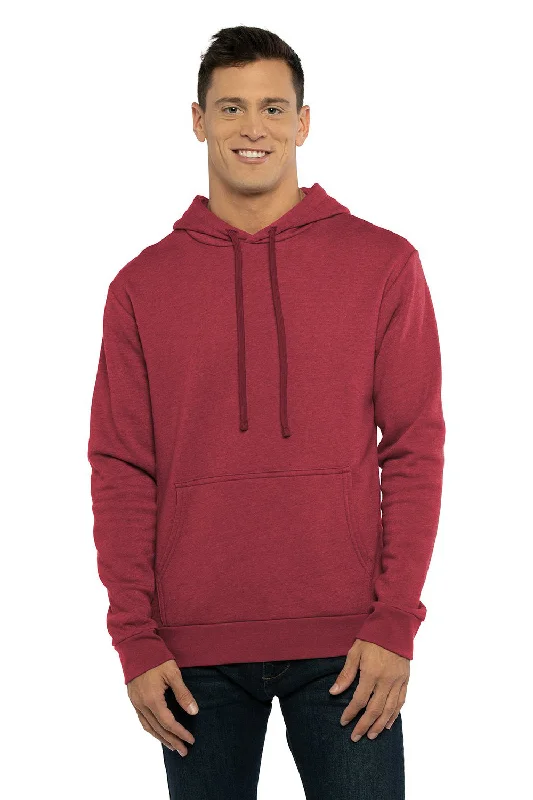 The Best Deal Next Level Mens Malibu Hooded Sweatshirt Hoodie w/ Pouch Pocket - Heather Cardinal Red