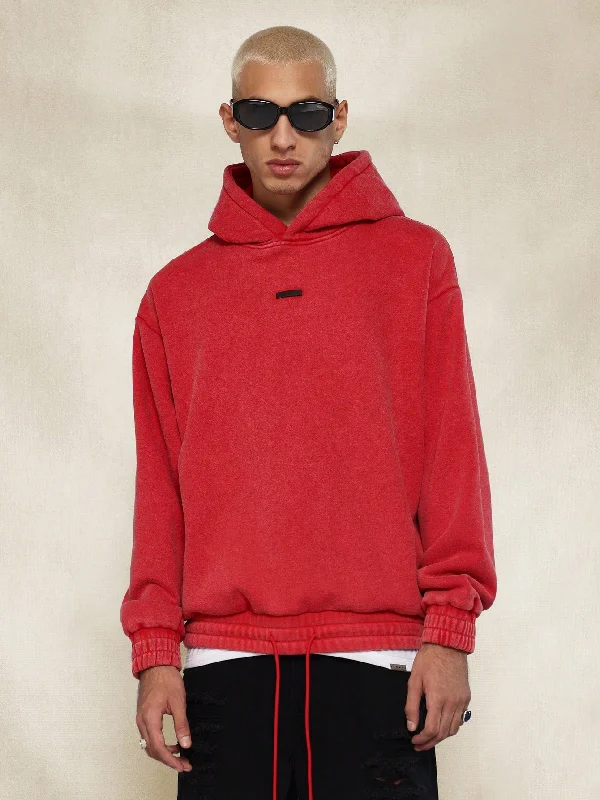 Weekend Discounts to Indulge In Overhead Washed Hoodie With Side Pocket And Small Graphic Print