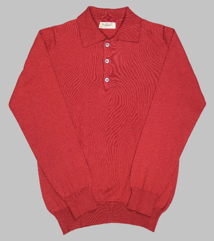 Special Buy Bryceland's Cotton Long Sleeve Polo Red