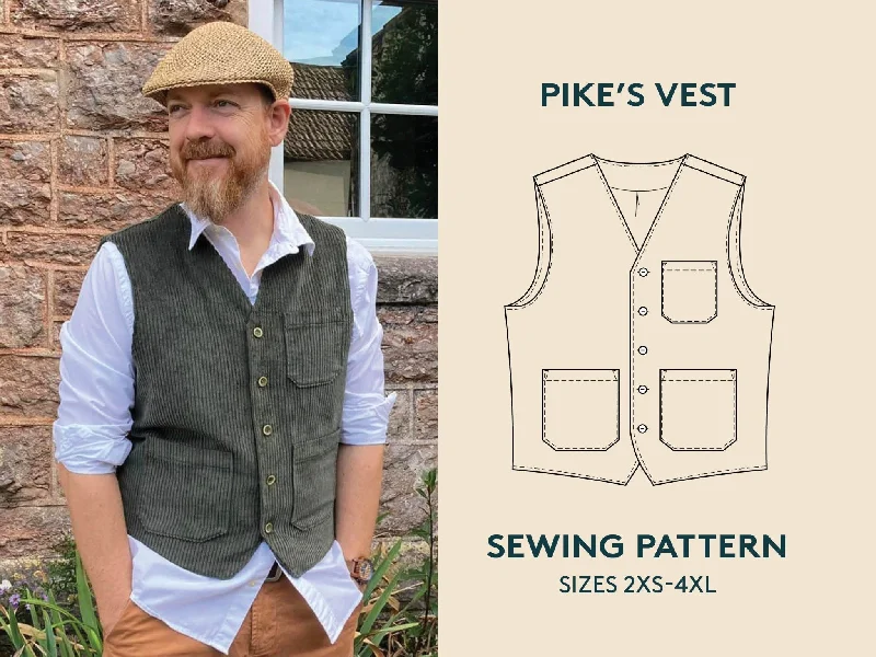 Pike's Vest Mens Paper Pattern - Wardrobe by Me