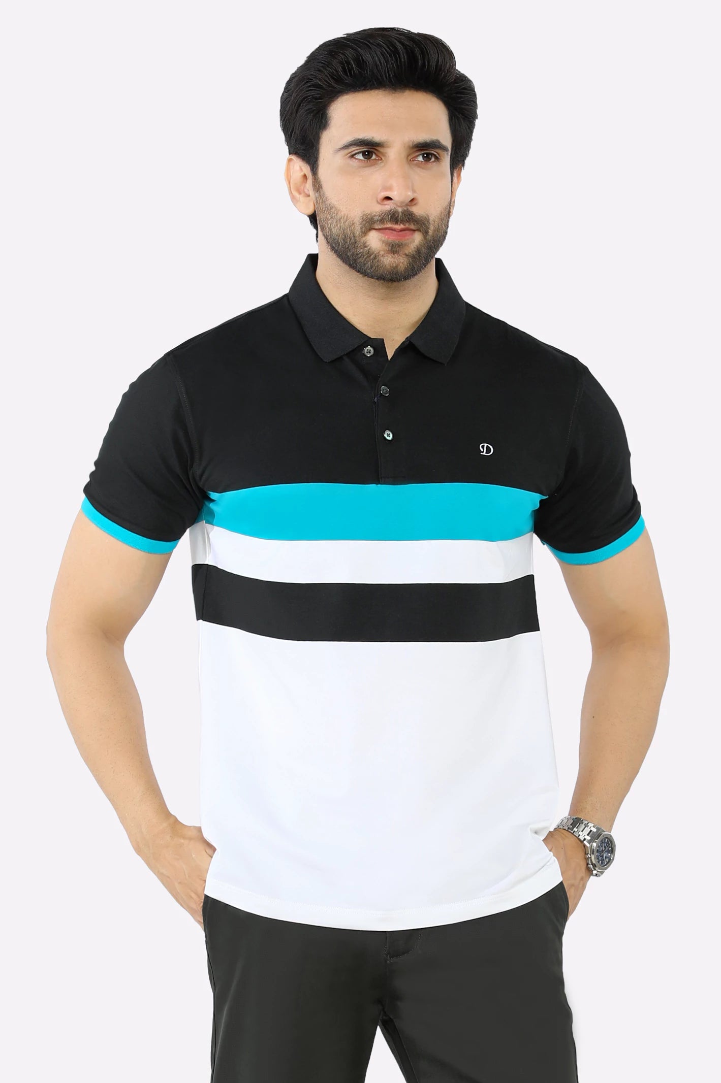 Black Yarn Dyed Polo