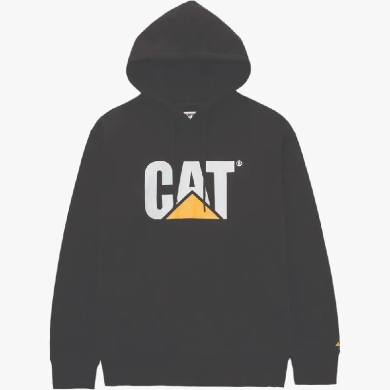 Caterpillar Mens Fleece Cat Logo Oversized Hoodie Pitch Black