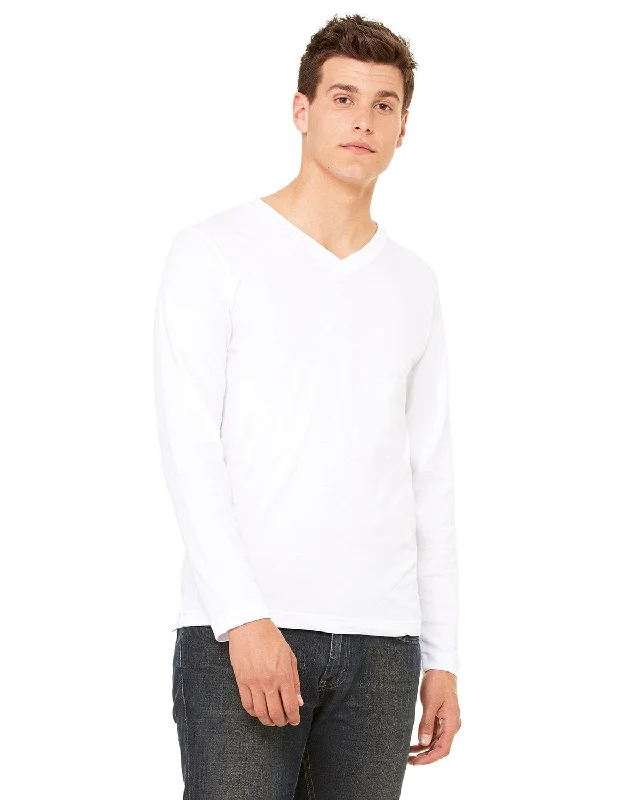 Bella+Canvas Long Sleeve V-Neck T-Shirt | White