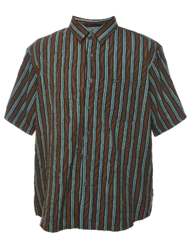 Exclusive Deal Point Zero Striped Short Sleeved Shirt - L
