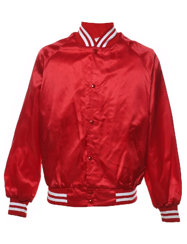 Super Discount Red & White Contrast Bomber Jacket - M
