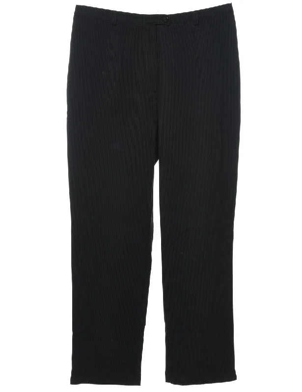 Unwind with Weekend Discounts Pinstriped Black Trousers - W32 L28