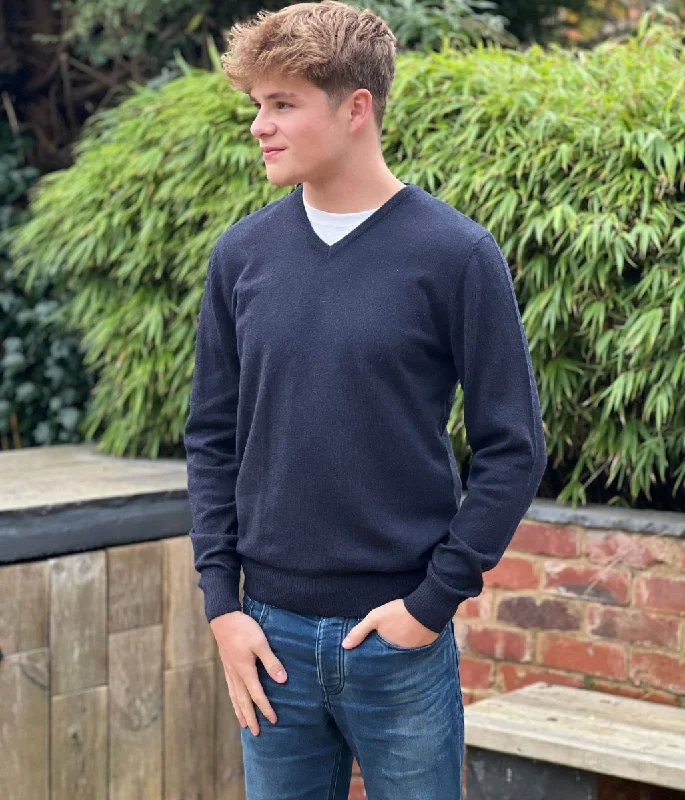 Big Deal Navy Men's Wool Rich V Neck Jumper