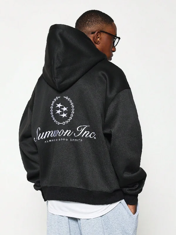 Special Price Oversized Side Pocket Hoodie With Layered Neck Rib & Embroidery