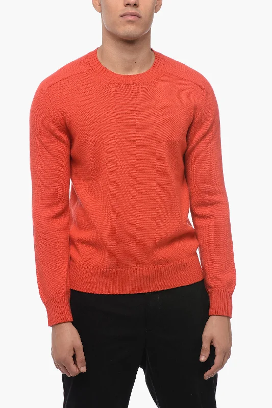 Paolo Pecora Solid Color Virgin Wool Crew-neck Sweater