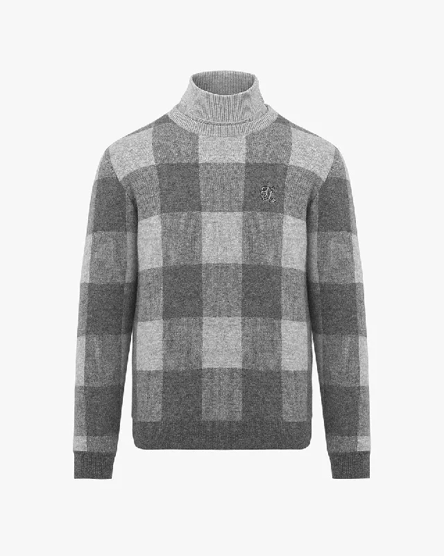 Year-End Deals Men's Turtleneck Jacquard Windproof Sweater - Grey