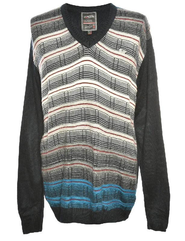 Weekend Deals That Dazzle Patterned Knit Jumper - L