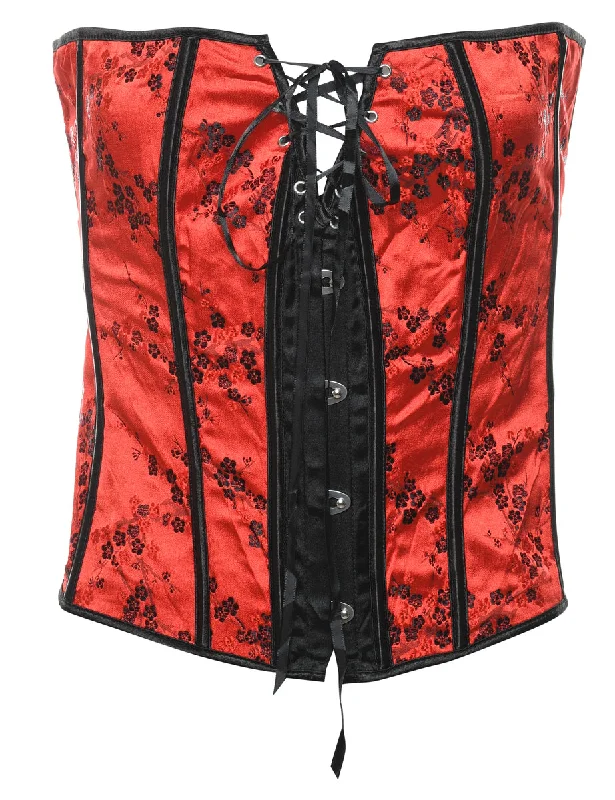 Early Access Red Brocade Pattern Corset - S
