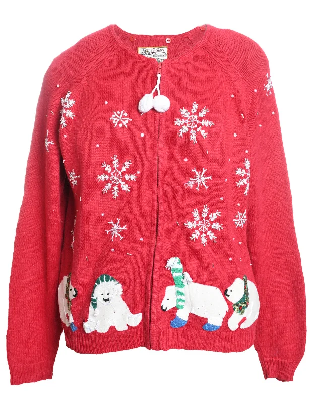 Great Bargain Polar Bear Design Christmas Cardigan - L