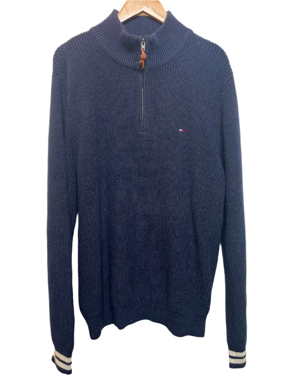 Weekend Special Tommy Hilfiger Mens Navy Quarter Zip Knit (Size XL)