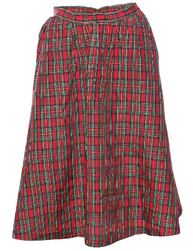 Weekend Deals That Sparkle Plaid Flared Skirt - S