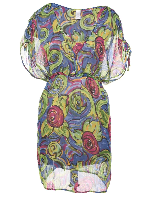 Instant Deal Psychedelic Print Sheer Dress - L