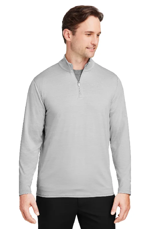 Act Now Puma Mens Cloudspun Moisture Wicking 1/4 Zip Sweatshirt - Heather High Rise Grey