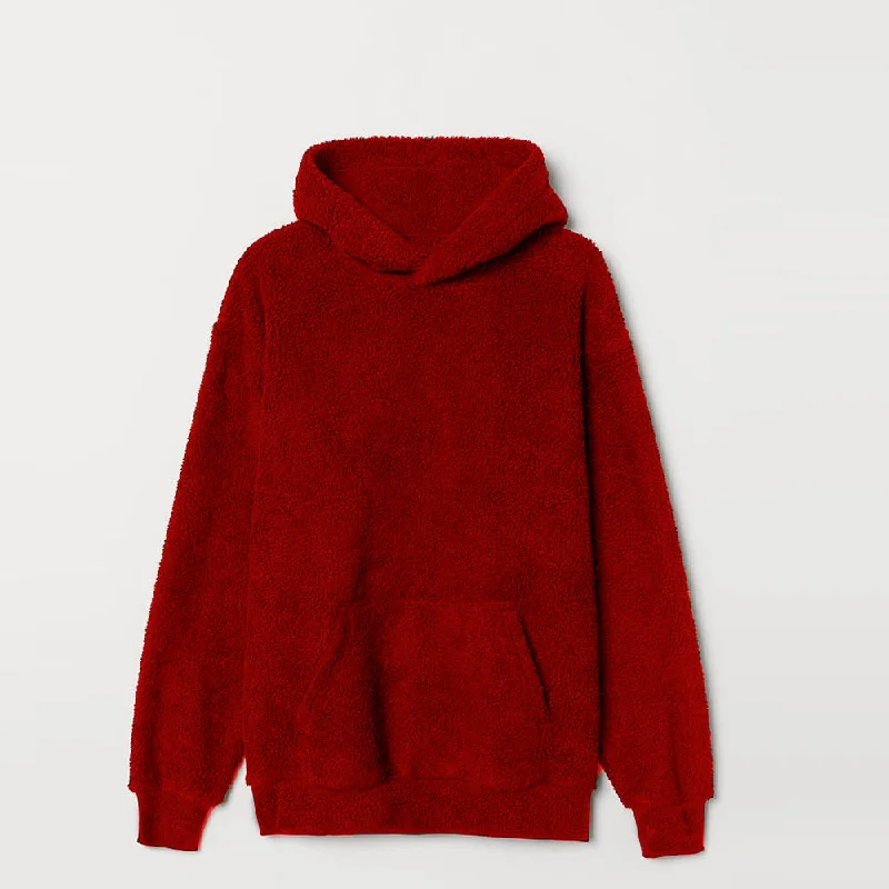 Weekend Discounts to Enjoy ZR Kangroo Pocket Maroon Furr Hoodie 12302