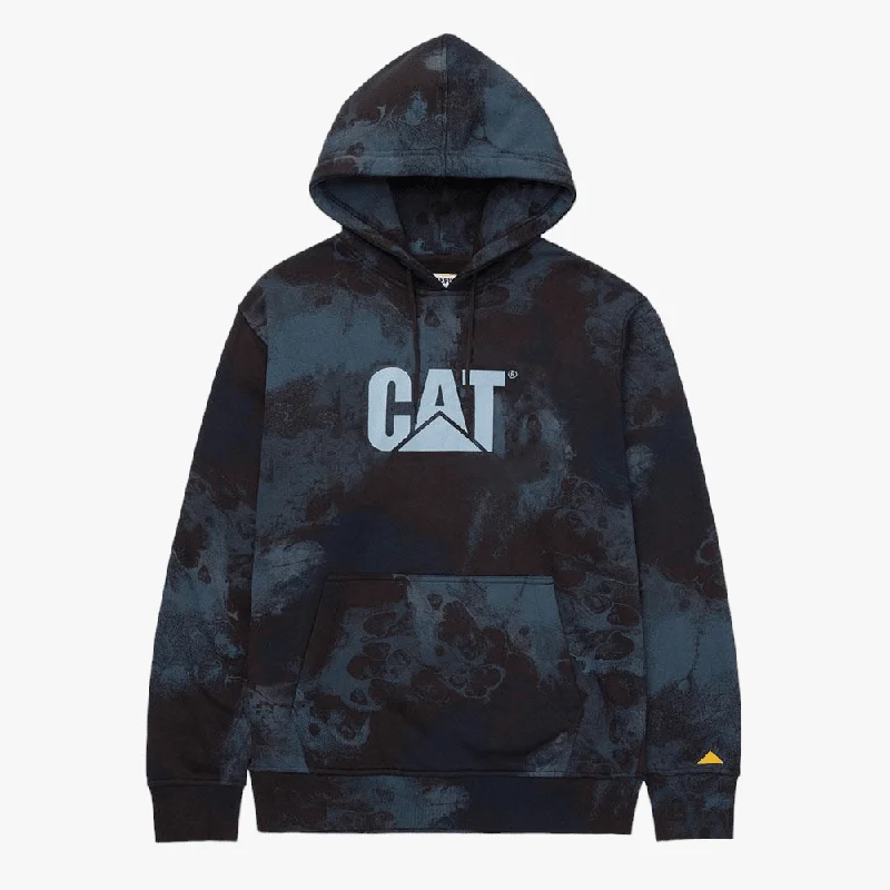Final Offer Caterpillar Mens Fleece Cat Logo Printed Hoodie Blue Hydro Aop Blue