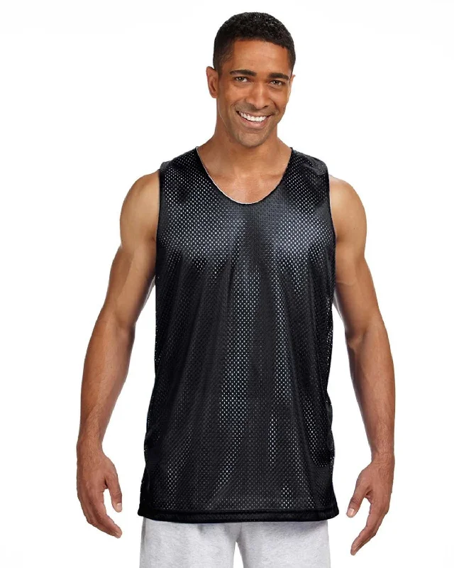 A4 Men's Reversible Mesh Tank | Black/ White