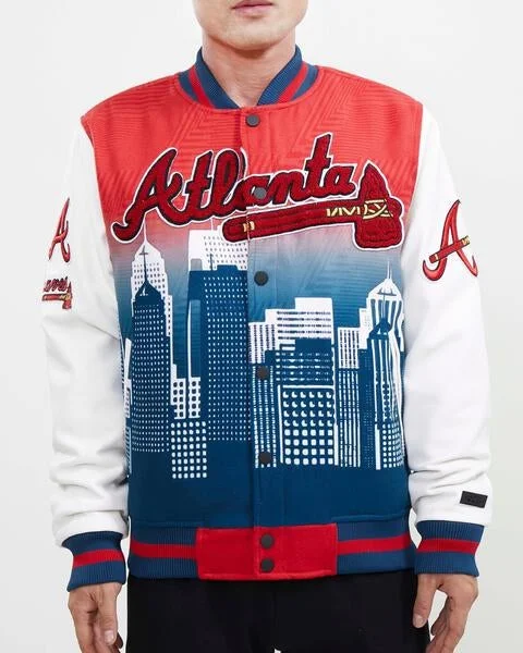 MLB ATLANTA BRAVES REMIX VARSITY MEN'S JACKET (MIDNIGHT NAVY/WHITE)