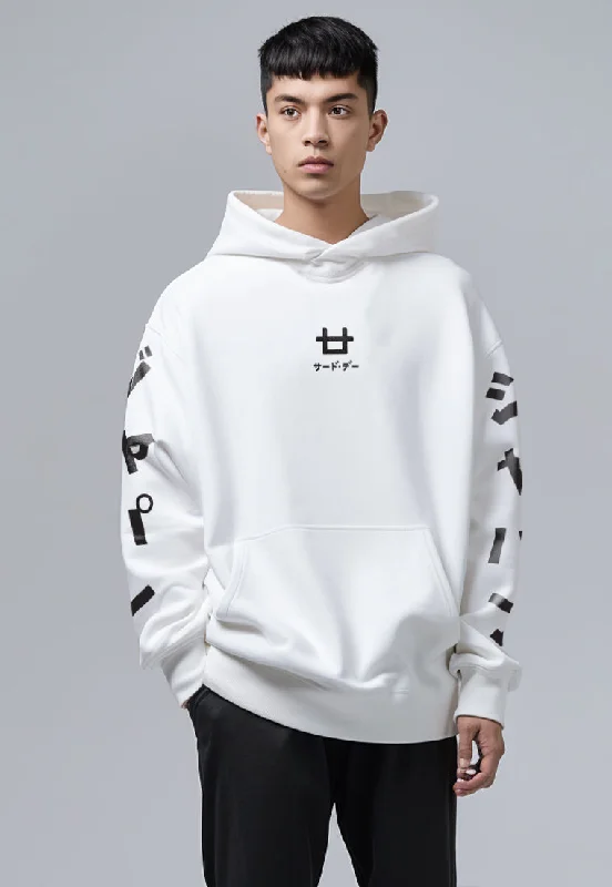 Weekend Special MOA74 Hoodies Premium ScubaLux Anti Kusut Waterproof "Logo Arm Jpn" Putih