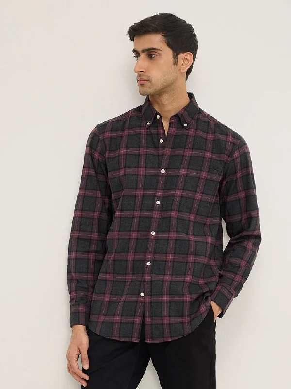 Weekend Discounts Worth Grabbing WES Casuals Purple Checkered Relaxed-Fit Cotton Shirt Weekend Discounts Worth Grabbing WES Casuals Purple Checkered Relaxed-Fit Cotton Shirt