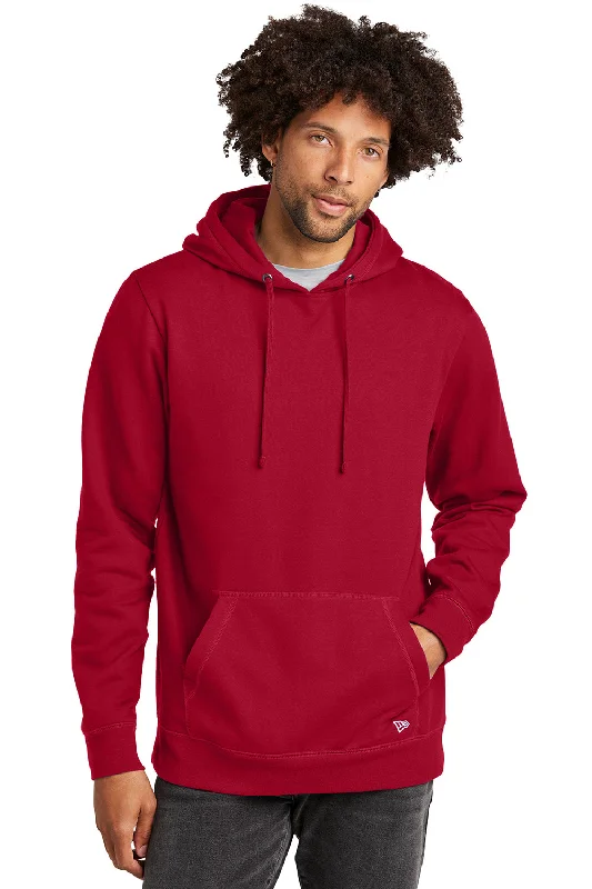 Final Clearance New Era Mens Comeback Fleece Hooded Sweatshirt Hoodie w/ Pouch Pocket - Crimson Red