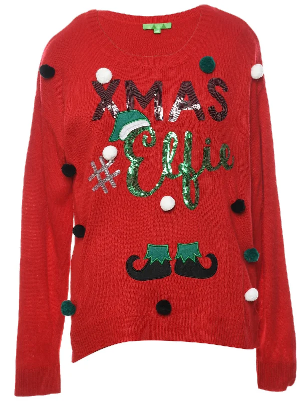 Weekend Savings Galore Red Christmas Jumper - XL