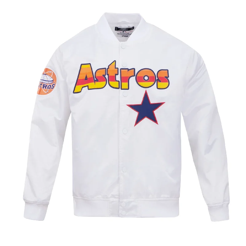 Today's Deal MLB HOUSTON ASTROS BIG LOGO MEN'S SATIN JACKET (WHITE)