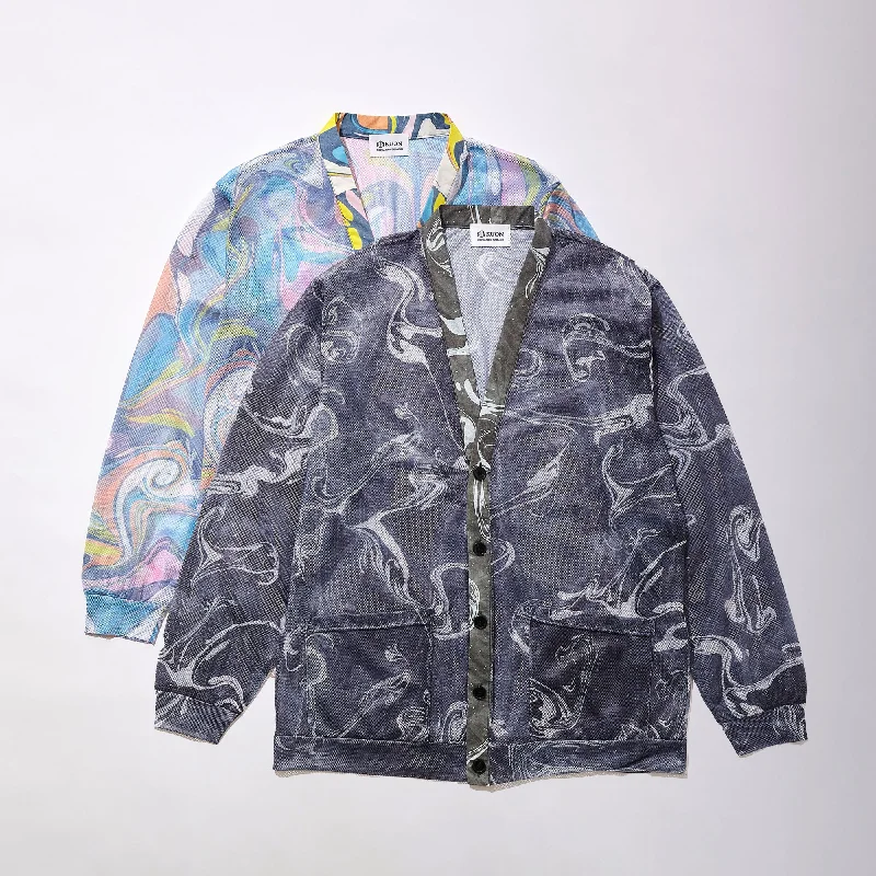 Weekend Bargains to Sizzle Suminagashi Printed Mesh Cardigan