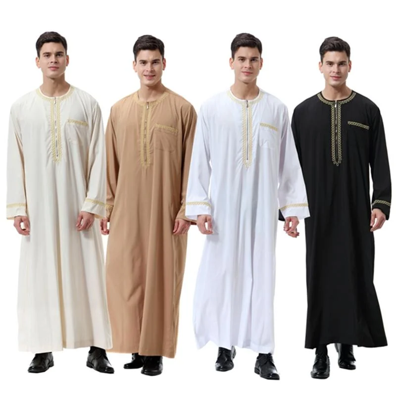 Middle East Arab Men Long Sleeve Thobe Thawb