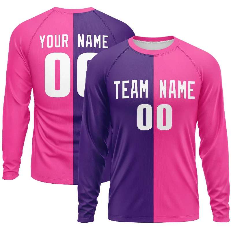 Weekend Deals That Sparkle Custom Purple Pink Crew Neck Split Design Long Sleeve Performance T-Shirt Weekend Deals That Sparkle Custom Purple Pink Crew Neck Split Design Long Sleeve Performance T-Shirt
