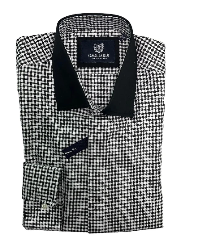 Black & White Oversized Gingham Classic Collar Shirt