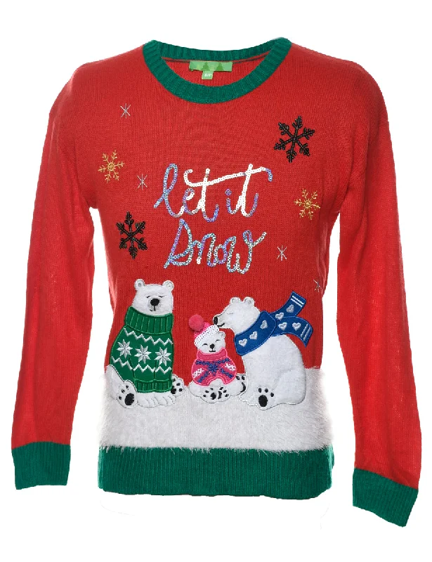 Low Cost Polar Bear Design Christmas Jumper - S